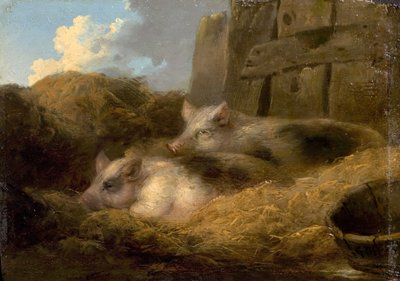 Two Pigs in Straw by George Morland